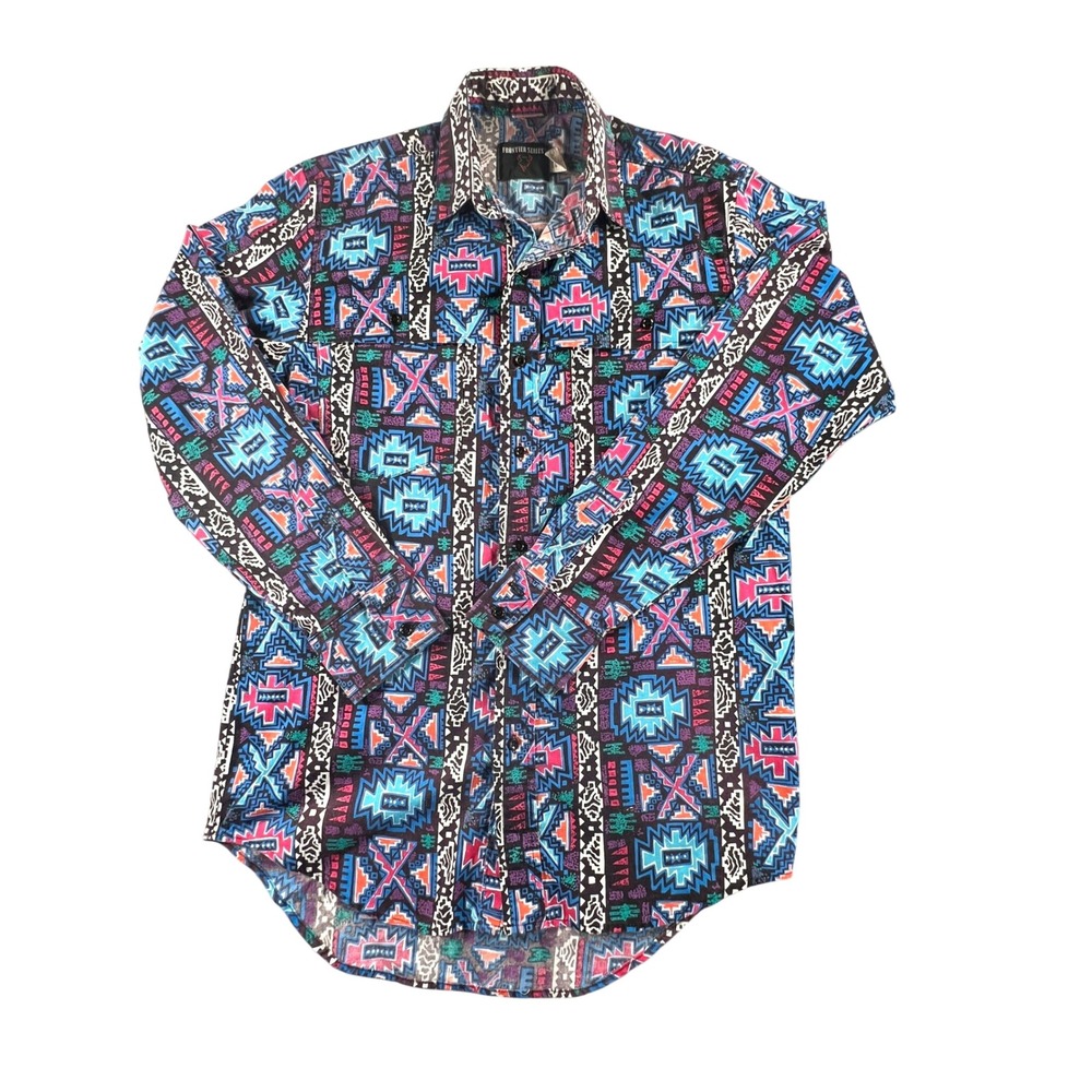 Wrangler Frontier Series Aztec Western Shirt VTG Men's Med Multicolor Southwest